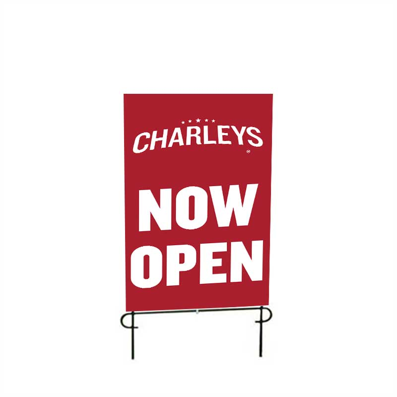 22" x 35" Charleys Philly Steaks Red Now Open Super Bandit Vinyl Sign (double sided)