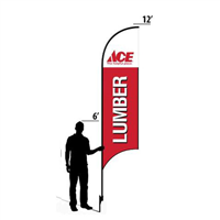 12' Ace Hardware Red Lumber AdverSail Flag